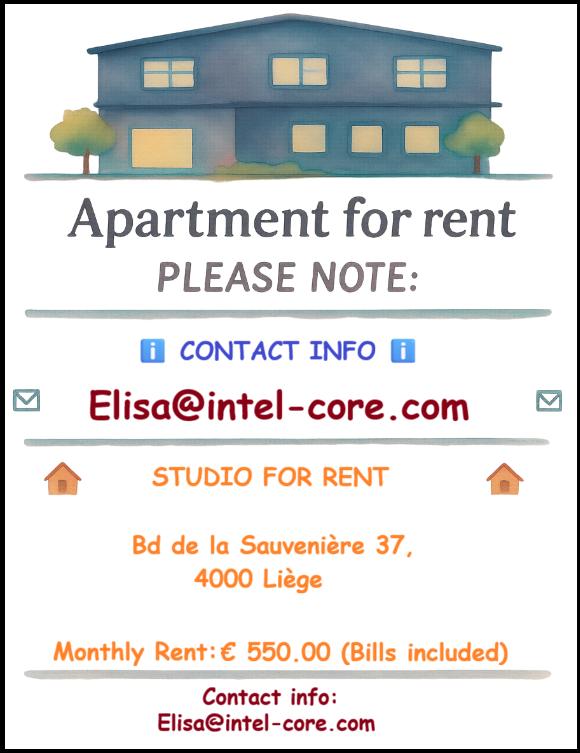 🌟 Studio Flat for Rent – Bd de la Sauvenière, 4000 Liège